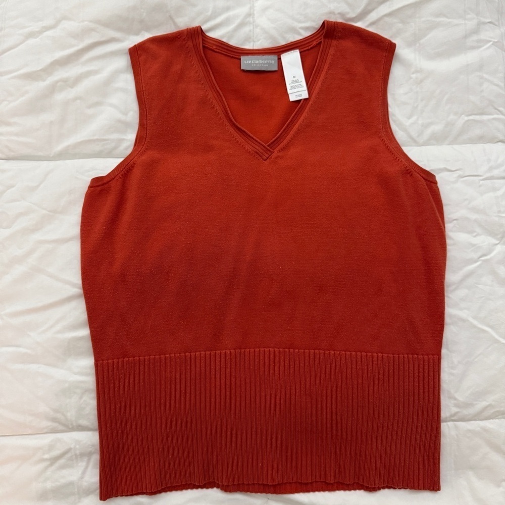 Liz Claiborne Silk Blend Sweater Vest Medium Orange